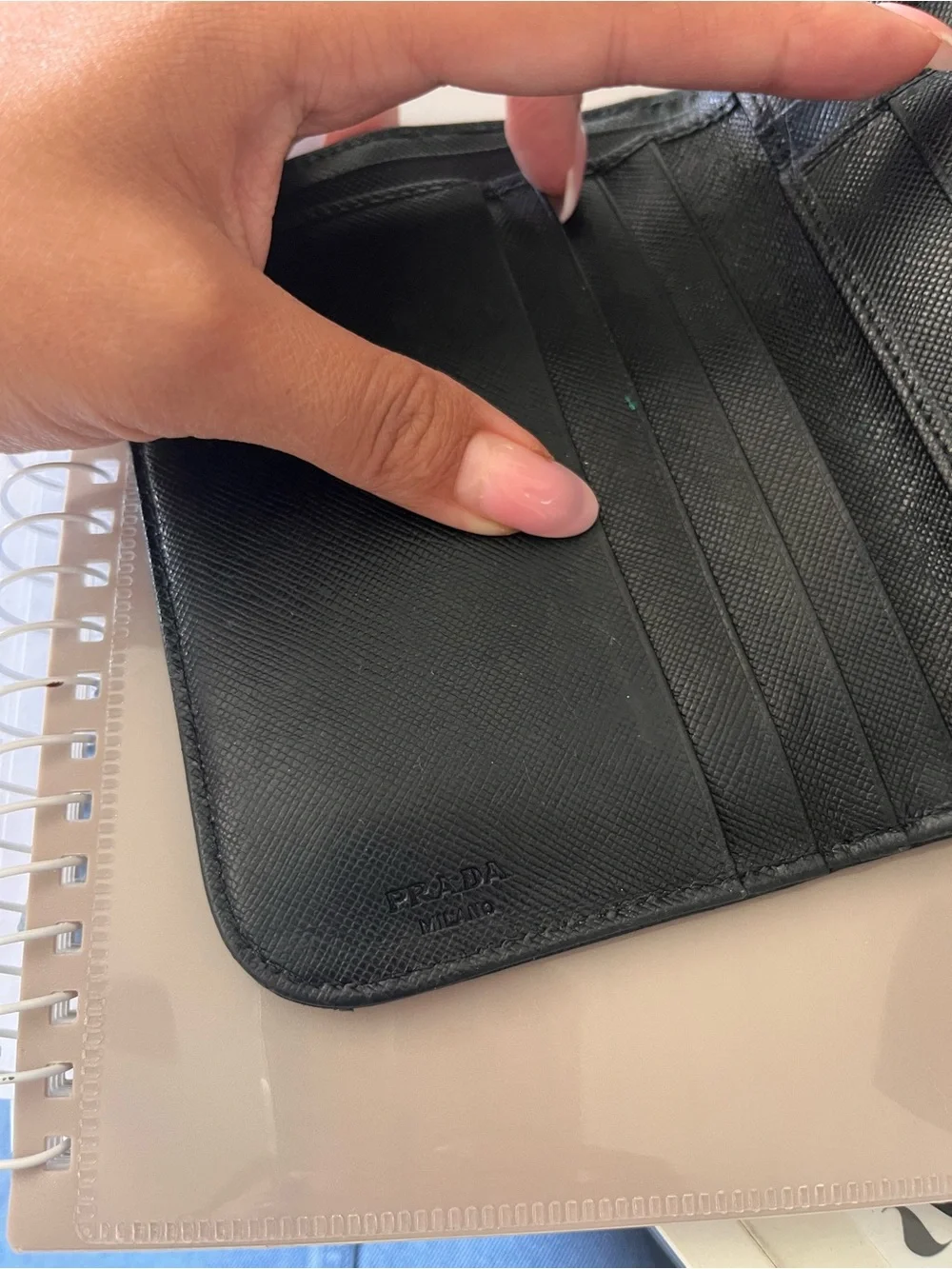 Prada Black Saffiano Leather Zip-Around Wallet